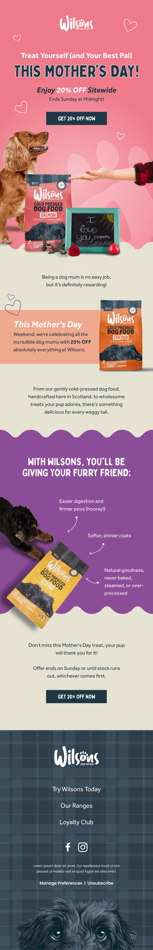 A Wilsons campaign email designed by Engage Commerce