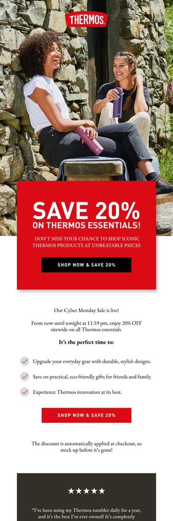 A Thermos Cyber Monday email designed by Engage Commerce